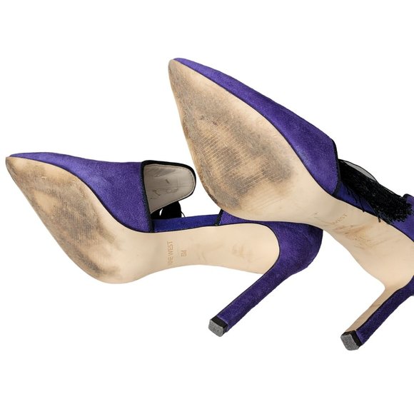 Nine West Women's Tyrell Suede Pump color Purple with Black tassels size 5 - Picture 6 of 8